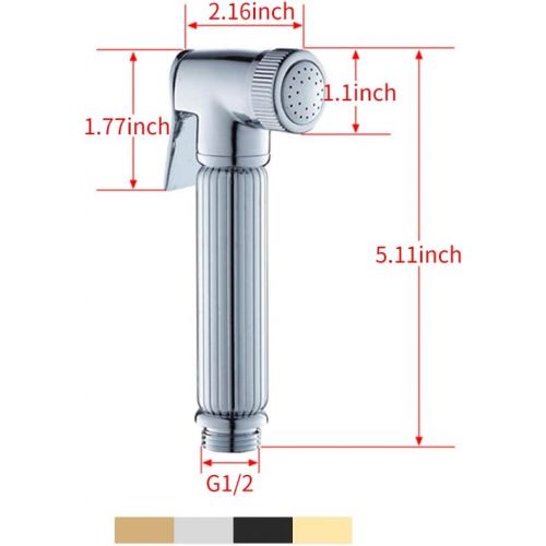  Blusea Handheld Bidet Sprayer, Shattaf Baby Cloth Diaper Toilet Sprayer, Brass High Pressure Cleaner Spray with G1/2 Hose Wall Holder Bathroom Shower Bidet Spray Set