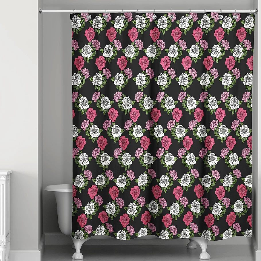  Blush Rose Shower Curtain in BlackPink