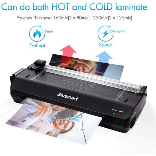  [아마존핫딜][아마존 핫딜] 5 in 1 Blusmart Laminator Set, A4, Trimmer, Corner Rounder, 20 Laminating Pouches, Photo Frames, Black