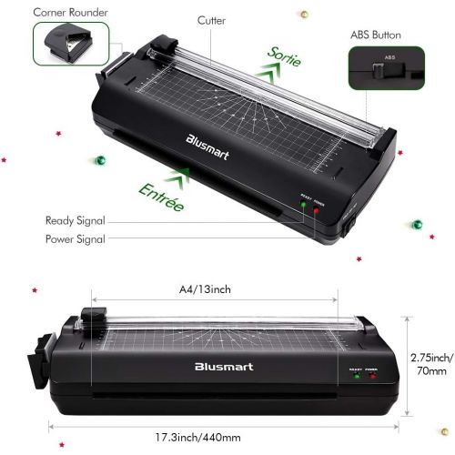  [아마존베스트]13 inches Laminator, Blusmart Multiple Function A3 Laminator with 25 Laminating Pouches, Paper Cutter, Corner Rounder Laminate for A3,A4,A5,A6