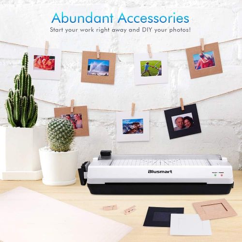  [아마존베스트]5 in 1 Blusmart Laminator Set, A4, Trimmer, Corner Rounder, 20 Laminating Pouches, Photo Frames, White