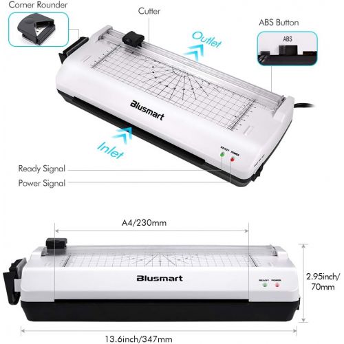  [아마존베스트]5 in 1 Blusmart Laminator Set, A4, Trimmer, Corner Rounder, 20 Laminating Pouches, Photo Frames, White