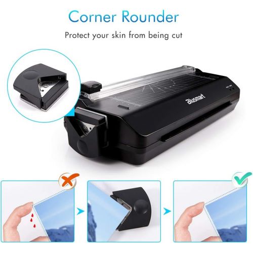  [아마존베스트]5 in 1 Blusmart Laminator Set, A4, Trimmer, Corner Rounder, 20 Laminating Pouches, Photo Frames, Black