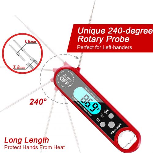  [아마존 핫딜]  [아마존핫딜]Blusmart Digital Fleischthermometer Instant Read Grillthermometer Kuechenthermometer, IPX7 Wasserdicht und LCD Bildschirm, Bratenthermometer Haushaltsthermometer Ideal fuer Braten, B