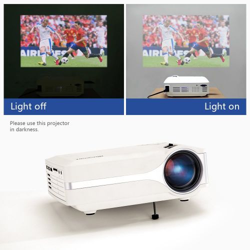  Blusmart LED-9400 Video Projector, 2018 Upgraded +70% Brightness Portable Mini Projector with Full HD 1080P for Home Theater, -50% Noise, Compatible with Fire TV Stick HDMIUSBSD