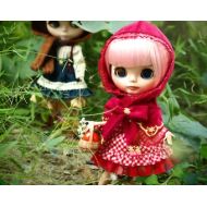 BlytheBerryGirl Blythe red riding hood plaid dress lolita outfit set