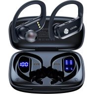 Bmanl Wireless Earbuds Bluetooth Headphones 48hrs Play Back Sport Earphones with LED Display Over-Ear Buds with Earhooks Built-in Mic Headset for Workout Black BMANI-VEAT00L