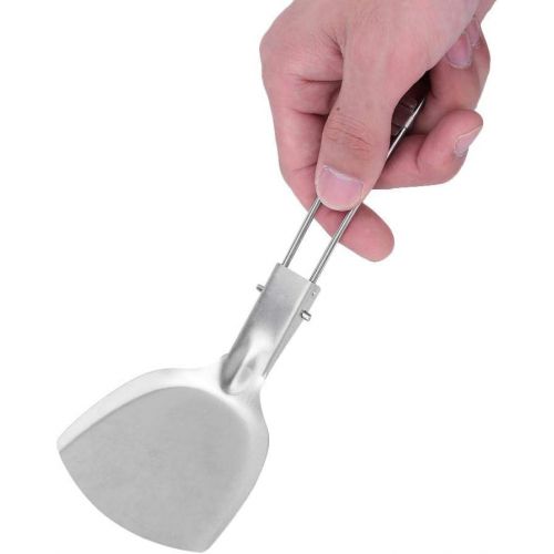  Bnineteenteam Outdoor Camping Cook Folding Spatula, Stainless Steel Heat Resistant Non Slip Cooking Folding Spatula for Hiking, Picnic and Camping