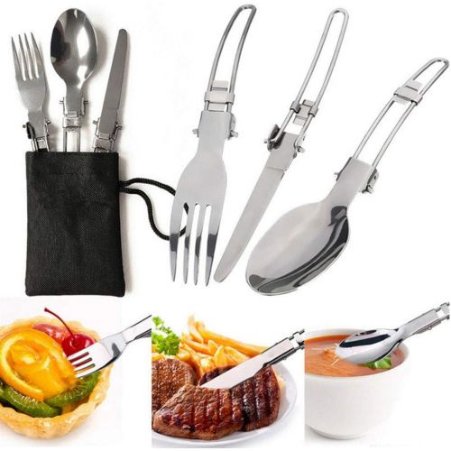  Bnineteenteam Outdoor Cookware Set,Camping Cookware Stove Carabiner Picnic Knife Spoon Bowl for 1-2 People to Use