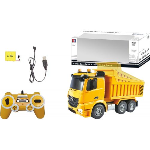  Bo-Toys Large 14 Inch Rc Mercedes Benz Heavy Construction Dump Truck Remote Control 1:18 6 Channel w Lights and Sound