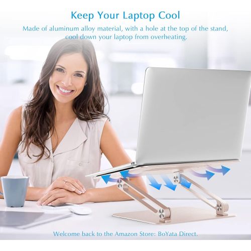  [아마존베스트]Laptop Stand, Boyata Adjustable Laptop Riser with Slide-Proof Silicone and Protective Hooks, Notebook Stand for Laptop up to 17 Inches, Laptop Holder Compatible for MacBook, HP Lap