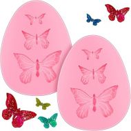 2 Pieces Butterfly Silicone Molds Mini Butterfly Fondant Cake Baking Mold Cupcake Decoration Tool Butterfly Shaped Chocolate Trays for Homemade Cake DIY Polymer Clay
