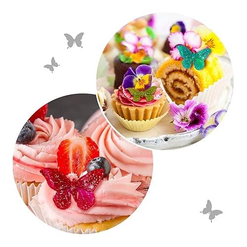  2 Pieces Butterfly Silicone Molds Mini Butterfly Fondant Cake Baking Mold Cupcake Decoration Tool Butterfly Shaped Chocolate Trays for Homemade Cake DIY Polymer Clay