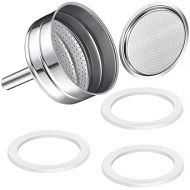 Moka Express Replacement Funnel Kits, 3 Packs Replacement Gasket Seals, 1 Stainless Steel Replacement Funnel with 1 Pack Stainless Filter Replacement (6-Cup)