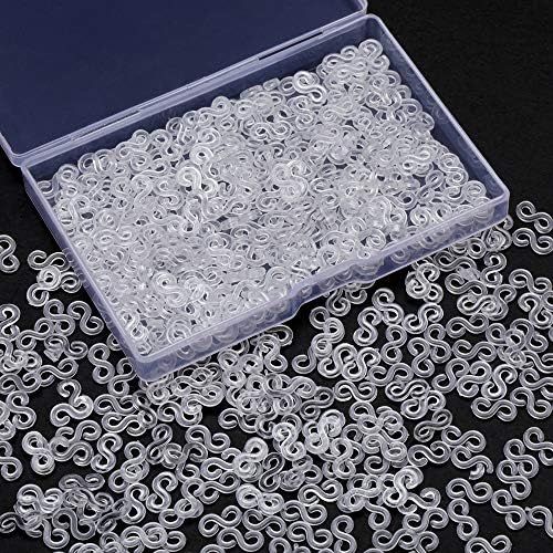  [아마존베스트]500 Pieces S Clips Rubber Band Clips Plastic Connectors Refills Kit Clip for Loom Bracelets (Clear)