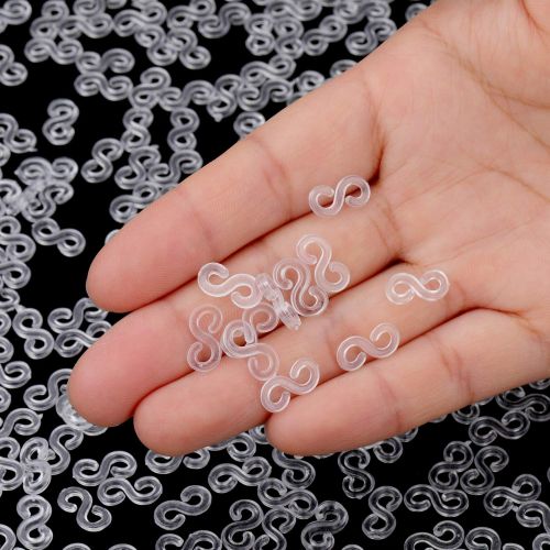  [아마존베스트]500 Pieces S Clips Rubber Band Clips Plastic Connectors Refills Kit Clip for Loom Bracelets (Clear)