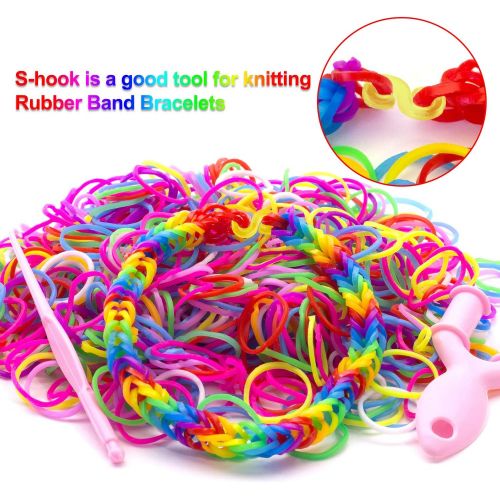  [아마존베스트]500 Pieces S Clips Rubber Band Clips Plastic Connectors Refills Kit Clip for Loom Bracelets (Colorful)