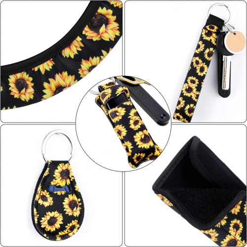  Boao Sunflower Steering Wheel Cover Sunflower Car Accessories, Sunflowers Keyring, Car Vent Decorations and Sunflower Seat Belt Accessories for Car