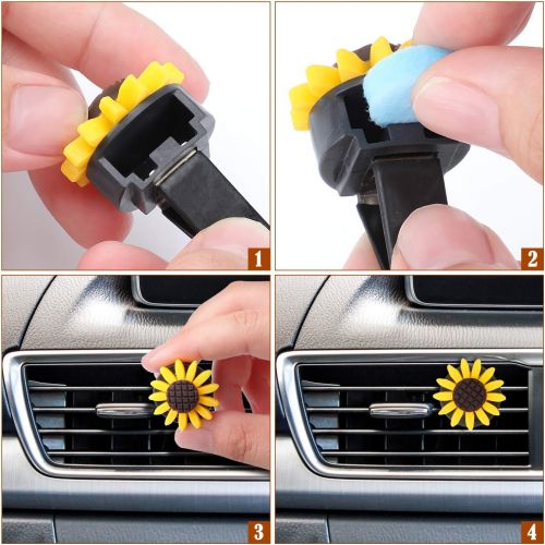  Boao Sunflower Steering Wheel Cover Sunflower Car Accessories, Sunflowers Keyring, Car Vent Decorations and Sunflower Seat Belt Accessories for Car