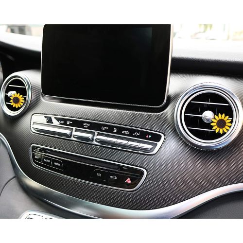  Boao Sunflower Accessories for Car Sunflower Steering Wheel Cover with Sunflower Front Seat Covers, 2 Pieces Car Vent Sunflower and Sunflower Seat Belt