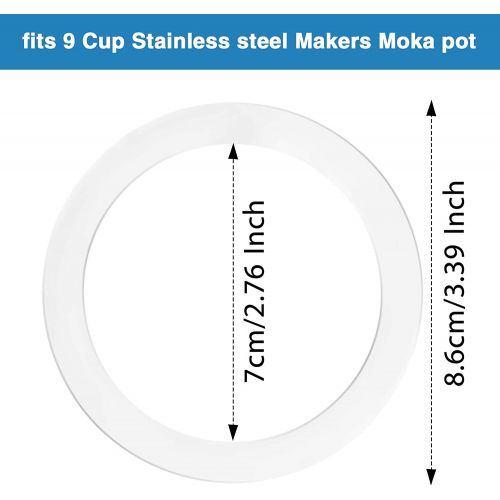  Boao Moka Express Replacement Funnel Kits, 3 Packs Replacement Gasket Seals, 1 Stainless Steel Replacement Funnel with 1 Pack Stainless Filter Replacement (9-Cup)