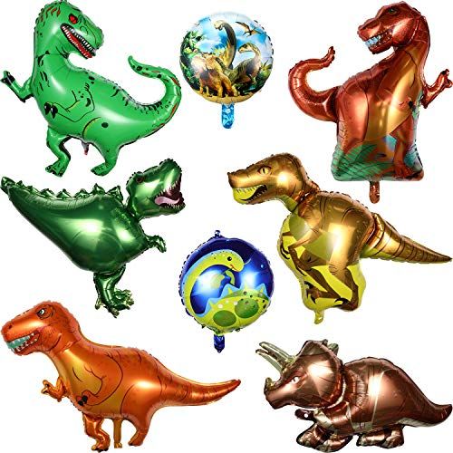  Boao 8 Pieces Dinosaur Foil Balloons Aluminum Mylar Helium Balloons for Weddings Birthday Graduation Party Bridal Shower Jungle Style Party Decorations