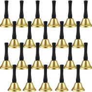 Boao 24 Pieces Hand Bells Silver Steel Service Handbells Black Wooden Handle Diatonic Metal Bells Musical Percussion (Gold)