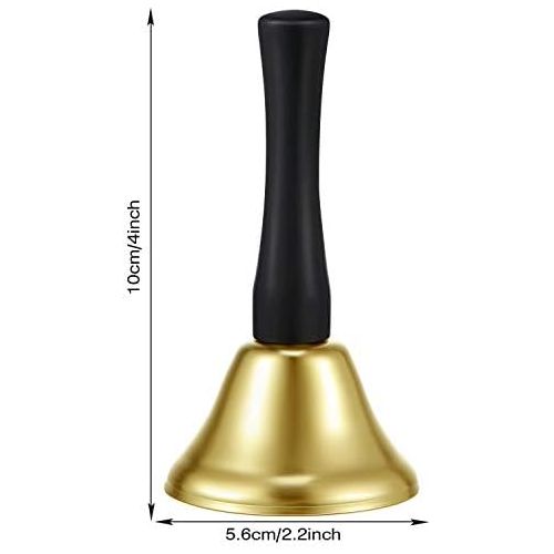  Boao 24 Pieces Hand Bells Silver Steel Service Handbells Black Wooden Handle Diatonic Metal Bells Musical Percussion (Gold)