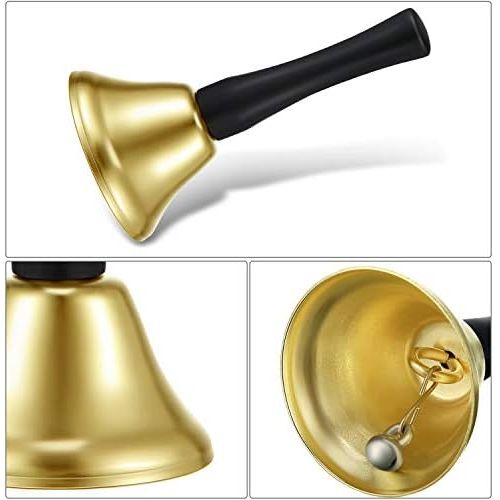  Boao 24 Pieces Hand Bells Silver Steel Service Handbells Black Wooden Handle Diatonic Metal Bells Musical Percussion (Gold)