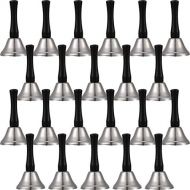 Boao 24 Pieces Hand Bells Silver Steel Service Handbells Black Wooden Handle Diatonic Metal Bells Musical Percussion (Nickel White)