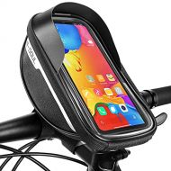Boao Bike Accessories, Bike Handlebar Phone Front Frame Bag Waterproof Bicycle Phone Holder Cycling Phone Case with Touch Screen Bicycle Pouch for Phones Fit 6.5 Inch (Black)