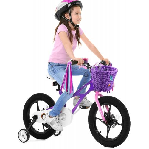  Boao Kids?Bicycle?Basket?Streamers?Set,?Unicorn?Childrens?Bike?Handlebar?Wicker?Basket?Bike?Streamers?Bell?and?Stickers,?Bi