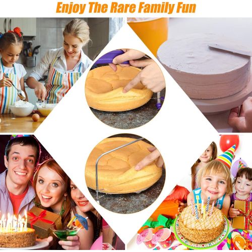  Boao 3 Pieces Kitchen Baking Tools, Adjustable Cake Levelers, Double Wire Cake Slicer Levelers and Stainless Steel Cake Knife with Plastic Handle for Wedding Birthday Layer Cake