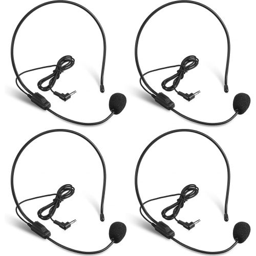 Boao 4 Pieces Headset Microphone, Flexible Wired Boom for Voice Amplifier not Phone or PC, Teachers, Speakers, Singer, Dancer,Coaches, Presentations, Seniors