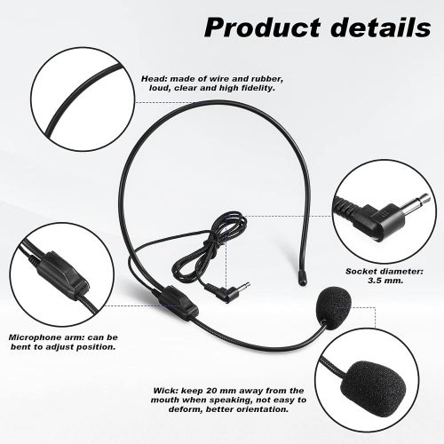  Boao 4 Pieces Headset Microphone, Flexible Wired Boom for Voice Amplifier not Phone or PC, Teachers, Speakers, Singer, Dancer,Coaches, Presentations, Seniors