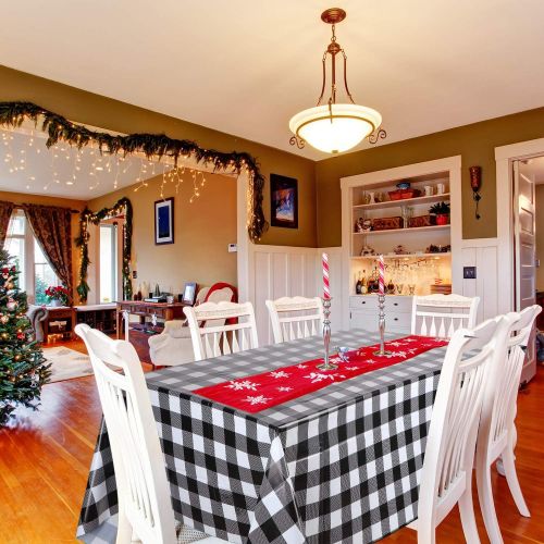  [아마존베스트]Boao 3 Pieces Christmas Buffalo Plaid Plastic Table Covers Rectangle Checkered Holiday Cottage Check Tablecover for Picnic, 51 x 71 Inch (Black and White Checked)