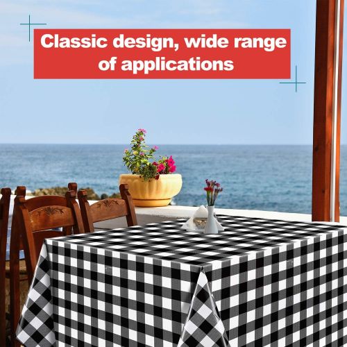  [아마존베스트]Boao 3 Pieces Christmas Buffalo Plaid Plastic Table Covers Rectangle Checkered Holiday Cottage Check Tablecover for Picnic, 51 x 71 Inch (Black and White Checked)