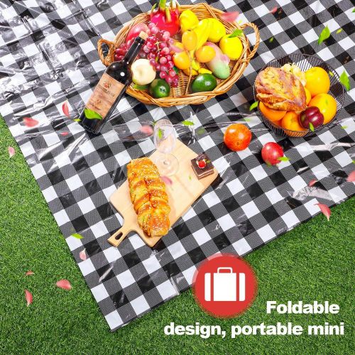  [아마존베스트]Boao 3 Pieces Christmas Buffalo Plaid Plastic Table Covers Rectangle Checkered Holiday Cottage Check Tablecover for Picnic, 51 x 71 Inch (Black and White Checked)