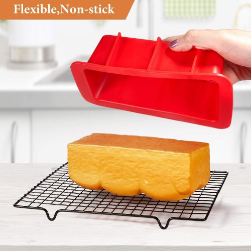  [아마존베스트]Boao 6 Pieces Mini Silicone Bread Loaf Pan Nonstick Loaf Cake Pans Silicone Bread Baking Mold for Homemade Cakes, Breads, Meatloaf and Quiche, 3 Colors