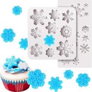 [아마존베스트]Boao 2 Pieces 3D Snowflake Fondant Mold Christmas Snowflake Silicone Cake Candy Mold for Cake Cupcake Polymer Clay Crafting Project (Gray White)