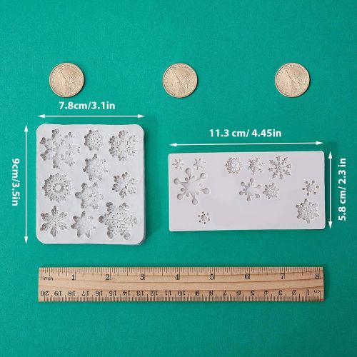  [아마존베스트]Boao 2 Pieces 3D Snowflake Fondant Mold Christmas Snowflake Silicone Cake Candy Mold for Cake Cupcake Polymer Clay Crafting Project (Gray White)