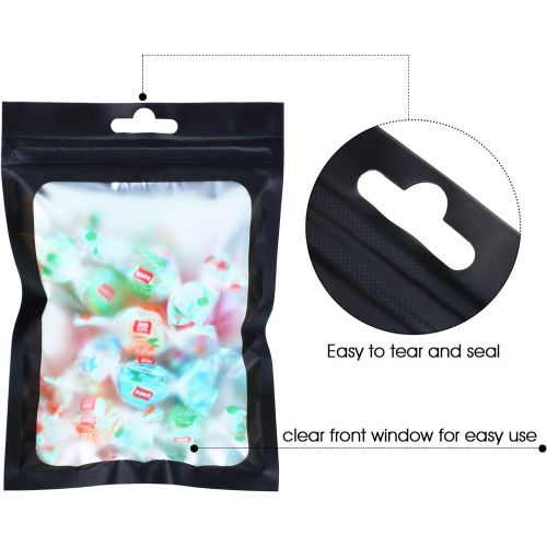  [아마존베스트]Boao 100 Pieces Resealable Mylar Ziplock Food Storage Bags with Clear Window Coffee Beans Packaging Pouch for Food Self Sealing Storage Supplies (Black, 2.4 x 4 Inch)