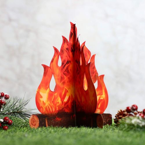  Boao 3D Decorative Cardboard Campfire Centerpiece Artificial Fire Fake Flame Paper Party Decorative Flame Torch (Red Orange, 6 Set)