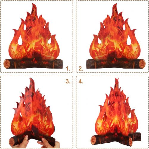  Boao 3D Decorative Cardboard Campfire Centerpiece Artificial Fire Fake Flame Paper Party Decorative Flame Torch (Red Orange, 6 Set)