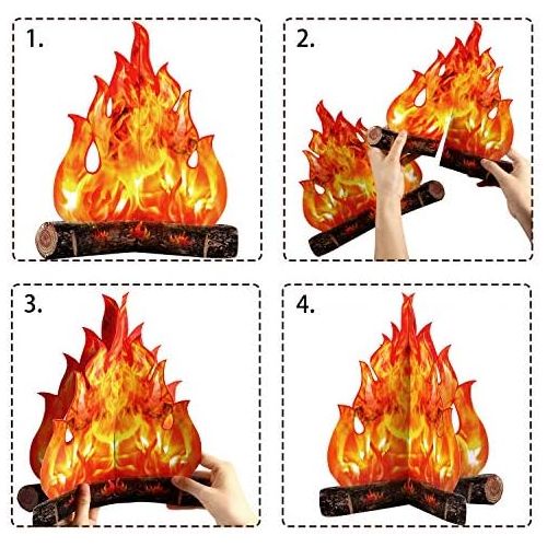  Boao 3D Decorative Cardboard Campfire Centerpiece Artificial Fire Fake Flame Paper Party Decorative Flame Torch (Gold Orange)