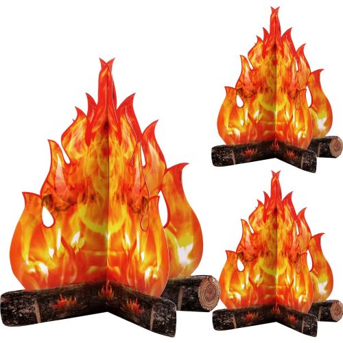  Boao 3D Decorative Cardboard Campfire Centerpiece Artificial Fire Fake Flame Paper Party Decorative Flame Torch (Gold Orange)