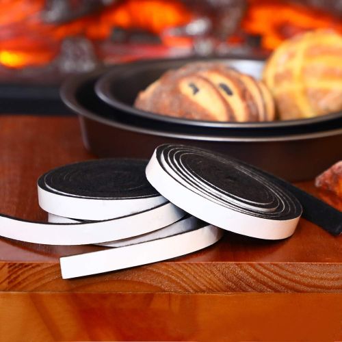  Boao BBQ Gasket Black Grill Tape High Temp Grill Seal Self Stick Gasket, 7.5 Ft Length 1/8 Inch Thickness (4, 0.5 Inch Wide)