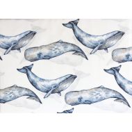 Boat House Bedding Kids 3 Piece Twin Size Single Bed Cotton Sheet Set Painted Blue Nautical Ocean Whales