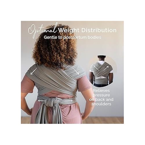  Boba Baby Wrap Carrier - Original Baby Carrier Wrap Sling for Newborns - Baby Wearing Essentials - Newborn Wrap Swaddle Holder, Newborn to Toddler Infant Sling (Grey)
