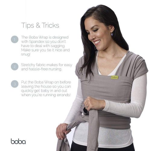  Boba Baby Wrap Grey - The Original Child and Newborn Wrap, Perfect for Infants and Babies Up to 35 lbs